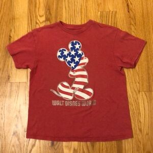 Disney Youth Size Small Red Flag Mickey Mouse T-Shirt